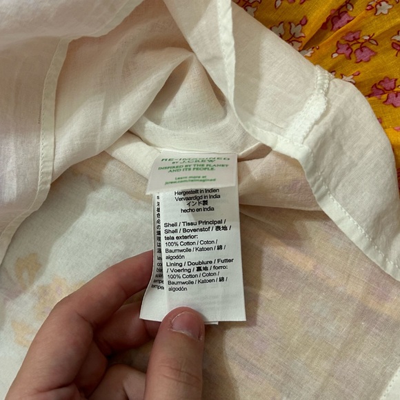 J.Crew Long Sleeve Block Print Floral Dress Orange India Cotton Tunic Med Pink - Picture 10 of 11